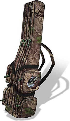 normani Rutentasche Rod Case Angelkoffer Futteral mit 2, 3 oder 4 Ruten-Fächern, Verschiedene Längen wählbar - stark wasserabweisender Fishing Rucksack Hunting Camo 3 Innenfächer 190 cm