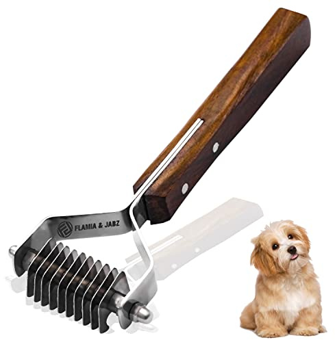Flamia & Jabz Professional Rake (Dematting Comb) for Undercoat Grooming of Dogs, Cats & Pets (10 Blades)