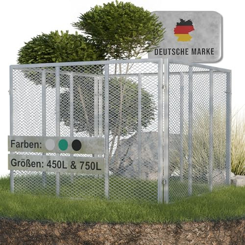 Heimfleiss® Komposter Garten 100x100x75 cm | 750L Metallkomposter verzinkt & pulverbeschichtet | Metall Kompostbehälter für Rasenschnitt & Biomüll | Gartenkomposter mit Stecksystem | Kompost Behälter