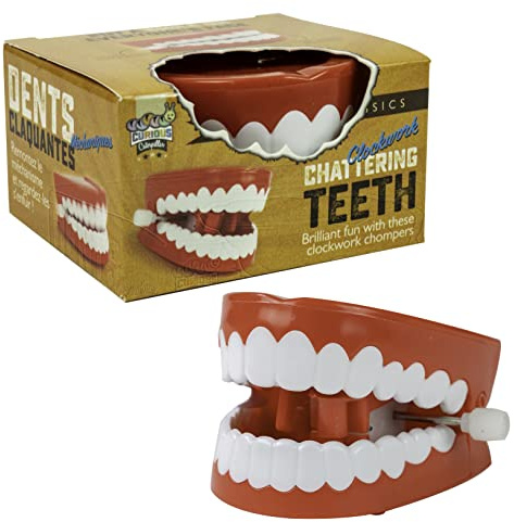 Funtime Gifts Clockwork Chattering Teeth, Red