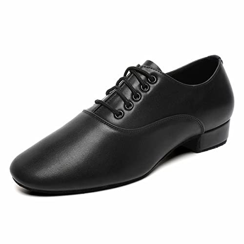 Herren Ballsaal-Tanzschuhe Schwarz Ledersohle Tango Salsa Latin Charakter Schuh, schwarz, 41 EU
