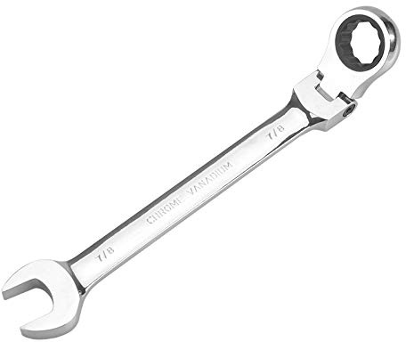 FLZOSPER Llave de trinquete con cabeza flexible SAE de 1/4-1 pulgada, llave combinada de trinquete de 72 dientes (7/8 pulgadas)
