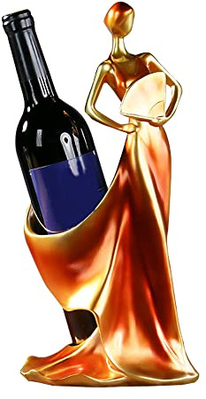 Weinflaschenhalter Beauty Lady Statue Weinflaschenständer Dame Weinregal Dekoration Weinkork Halter Dekor Weindekoration für Küche Bar (rot)