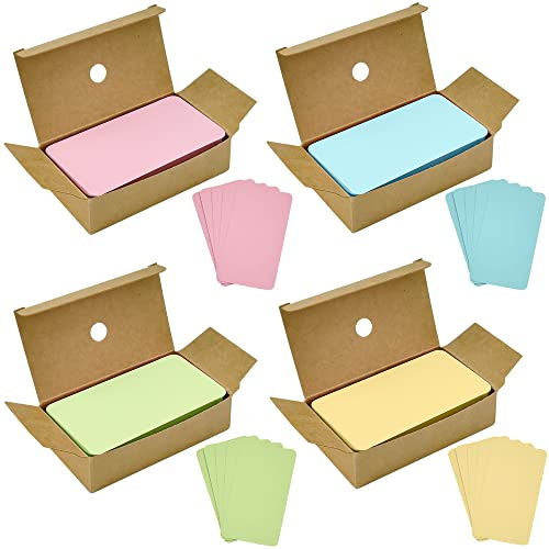 QINERSAW 400 PCS Cartes et Papier Cartonné Jaune Vert Bleu Rose Carte de Visite Carte Viergea Peindre Couleur Carte en Papier Kraft Carte Vierge de Carte Postale pour Message Signet