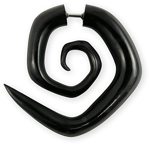 Fly Style 1 Paar Damen Ohrringe Ohrhänger Fake Spirale aus Horn - Natur Damen Schmuck, Farbwahl:schwarz (Paar)
