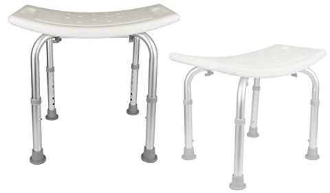 SHISHI Silla de Baño Antideslizantes, Taburete de Baño Mayores, Taburete de Ducha Altura Regulable, Aluminio y Plástico, Silla Ducha sin Orificio Teleducha, Blanco A, 51×39×(43-60,5) cm