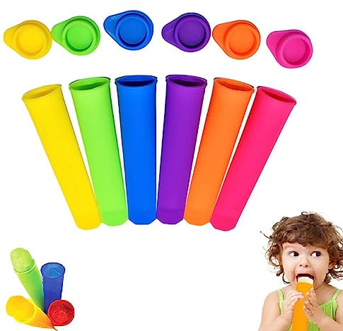 Juego de Moldes para Helados,Moldes Helados Silicona,Moldes para Helados y Polos,Molde Helado,Ice Lolly Moulds,Ice Cream Mold,Moldes Polos Niños,para Hacer Polos de Hielo Helado Zumo Batido,6 Piezas