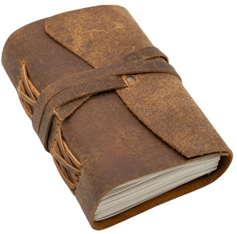 Piccolo Quaderno Vintage Con Rilegatura In Pelle – Pagine Bianche – Quaderno Da Scrittura In Pelle Antica Realizzato A Mano – Un Fantastico Regalo Per Scrittori, Poeti E Viaggiatori, Solo 11 x 16 cm