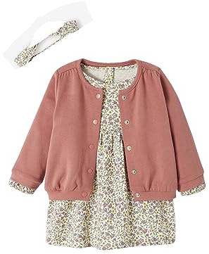 Vertbaudet Mädchen Baby-Set: Kleid, Strickjacke & Haarband