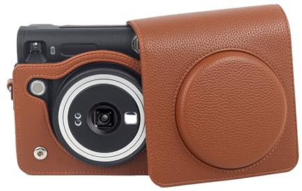 Kimyoaee Retro Vintage Square Camera Case for Fujifilm Instax SQ40 Instant Camera Cover Accessories, PU Leather Carrying Handbag Protection with Removable Shoulder Strap (Brown)