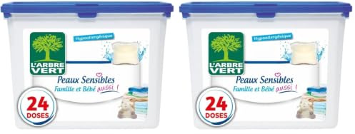 L'ARBRE VERT - Doses Lessive Peaux Sensibles 22 doses (Lot de 2)