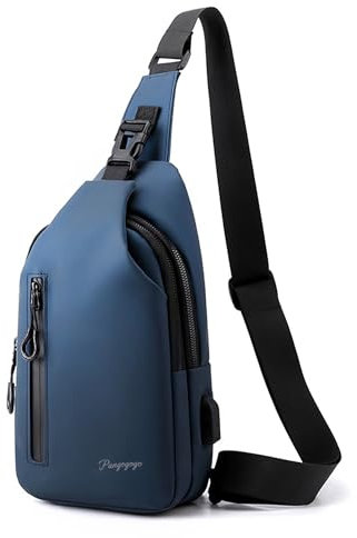 Pangogogo Umhängetasche Herren Klein, Leichte & Wasserdichte Sling Bag für Männer, Brustbeutel/Crossbody Bag für Travel, Festival, Alltag, Wandern & Radfahren (Blau)
