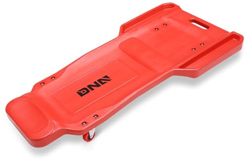 DNA MOTORING Enredadera De Plástico Perfil Bajo 38 Pulgadas Con Bolsillos Laterales Y 4 Ruedas, TOOLS-00393, Rojo