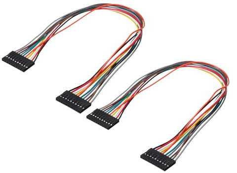 sourcing map Female to Female 10Pin Breadboard Jumper Wire 2.54mm Pitch Single Row Ribbon Cable 30cm Long Breadboard Ribbon Cables for Breadboard Electronic Projects Pack of 2,Multicolored