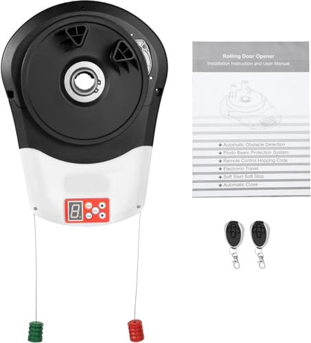 BESTXH Electric Garage Roller Door Motor with 2 Remote, 164Ft 800N Lift Force Automatic Roll Up Door Opener Kit Automatic Rolling Gate Opener,A
