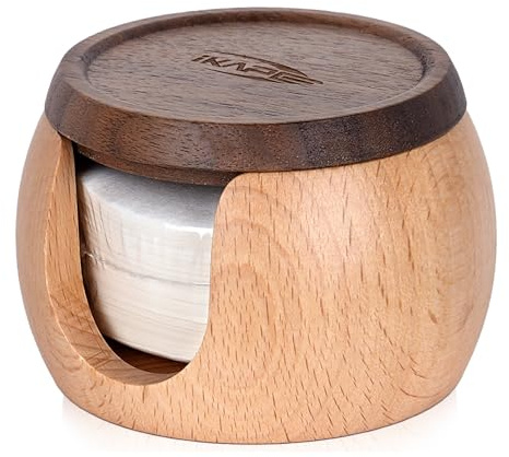 IKAPE Espresso Coffee Accessories, 200pcs 51MM Paper Filters, Replacement Espresso Puck Paper Filters with a Wooden Storage Holder, Compatible with 51mm Portafilter Basket