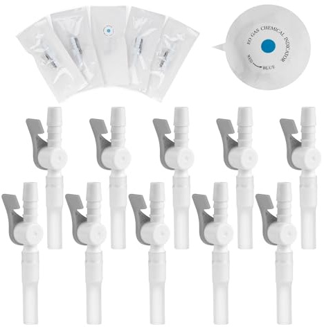 10 válvulas de catéter grises Ximter ComfortFlow, grifo de palanca fácil de usar, bordes lisos y tubo para un drenaje óptimo de orina, suministros esenciales para catéter
