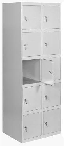Simon Rack Taquillas Vestuario Metalicas, 2 Módulos 10 Puertas, Incluye Llave, 1800x600x500 mm, Gris - Simonlocker