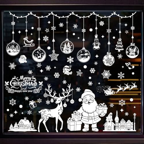 Decorazioni Natale per Finestre, 202 Immagini con Fiocchi di Neve in PVC