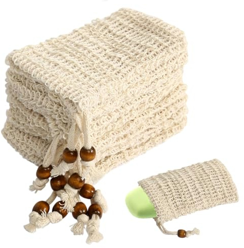 Seifensäckchen, 10 Stück Seifensäckchen Sisal Seifennetz Seifensäckchen Bio Seifensack Zum Duschen Seifenbeute Natur, Natürliche Sisal Seifensäckchen Seifennetze für Feste Seife