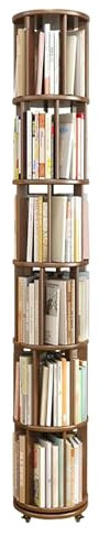 HEIDOUOZ Drehbares Bücherregal, Drehregal Holzregal, 360-Grad-Drehbares Bücherregal, Bücherregal-Organizer for Schlafzimmer, Wohnzimmer, Arbeitszimmer(Brown,6 Tier)