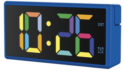 Hama Digitaler Wecker Ibiza, Multicolor-Display, mit USB-Ladefunktion, Blau