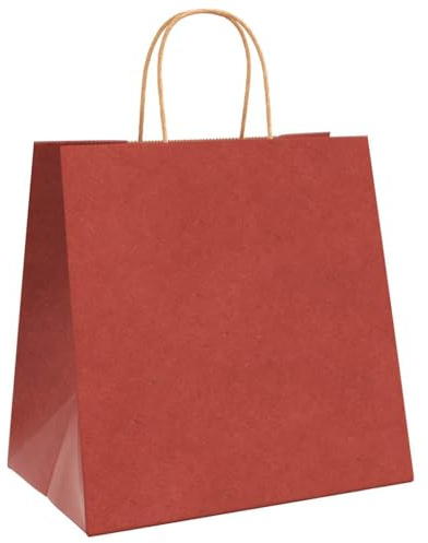 vidaXL Papiertragetaschen 250 Stk., Papiertüten mit Henkeln, Kraftpapiertüten, Geschenktüten für Einkaufen Hochzeiten Verpackungen Partys Geburtstag Weihnachten, Rot 26x17x25cm