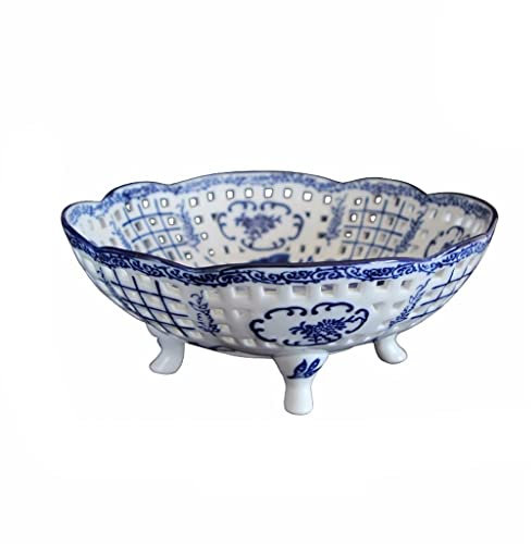 ZDEZHI Frutero de cerámica Retro Chino, Plato de Fruta Creativo para el hogar, Sala de Estar, Mesa de café, decoración Sencilla, frutero, Cesta de Frutas para Cocina, frutero con Pedestal