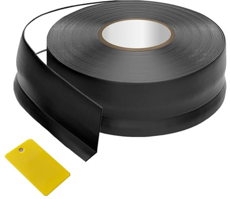 Jyvex Listón blando autoadhesivo de 50 x 20 mm (14 m), color negro, zócalo autoadhesivo para cocina y baño, perfil angular de plástico de PVC, flexible