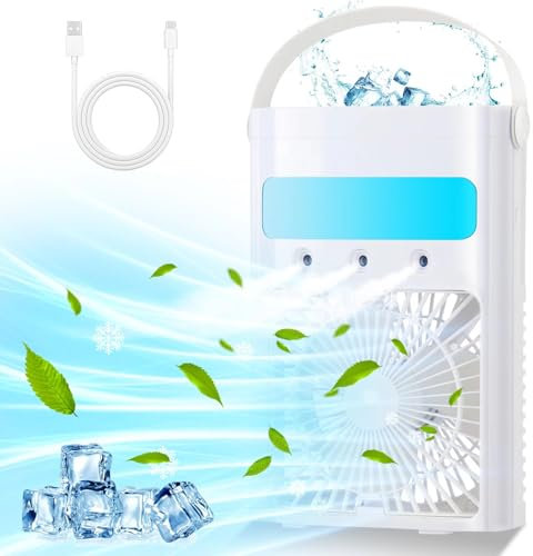 Portable Air Conditioner,700ml Mini Air Conditioners 3 Speeds, Personal Air Conditioning Unit with 7 LED Light Evaporative Air Cooler,2-4H Timer Portable AC Air Conditioner for Car Home Office (White)