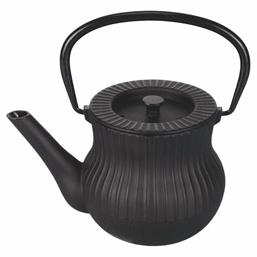 Teiera 1L in ghisa impugnatura pieghevole, filtro in acciaio inox, nero