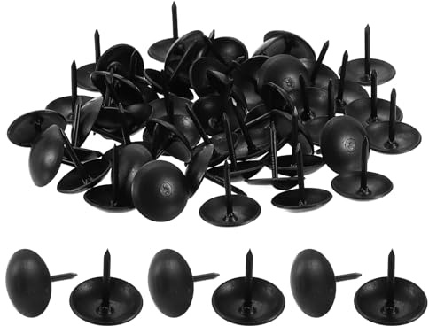 sourcing map 50 Stück Polsternägel, 12 x 13 mm, runder Kopf, Polsternägel, Vintage-Stil, dekorative Möbelnägel für Stühle, Sofas, Betten, DIY-Projekte, Schwarz
