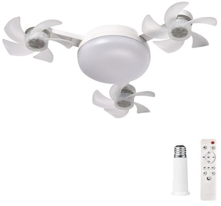 TOYZLY Drone Shaped Fan with Lights and Remote, 3 Speeds LED Ceiling Fans Light with 3 Color Light, E27 Universal Dimmable Small Ceiling Fan for Dining Room, Bedroom, Living Room (3 Heads)