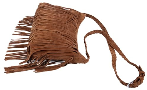 FOMIYES Bolso Bandolera Flecos Estilo Retro Cuero Sintético Marrón Camel para Mujer Uso Diario Verano Tamaño Mediano Elegante y Espacioso