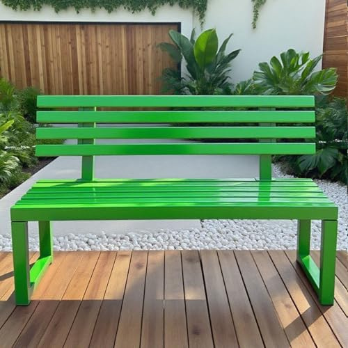 yurstcggh Garten Terrasse Bank,Gartenbank mit Rückenlehne,Eisenparkbank,Anglebige und Bequeme Sitzgelegenheit für Parks, Gärten und Veranden,Geeignet für alle Jahreszeiten 120×40×85cm-Grün