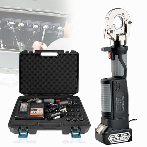 Pinza crimpatrice idraulica ricaricabile 10-300 mm², pinza crimpatrice idraulica elettrica con 12 paia di matrici, pinza crimpatrice efficiente per capicorda, per terminali in rame e alluminio