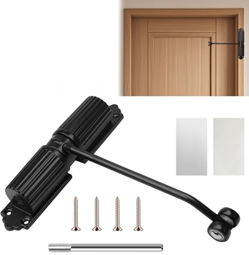 Automatischer Türschließer, Stangentürschließer mit 4 Schrauben und Einstellhebel, Türschliesser für Innen-und Außenbereich, Türschließer Gartentor für Zimmertür, Büro, Schlafzimmer