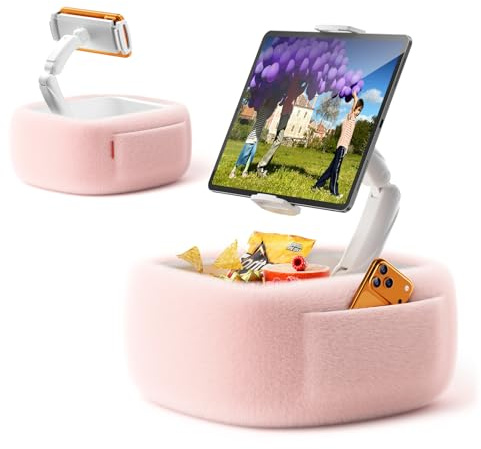 LULULOOK Tablet Pillow Stand for Bed, kindle Pillow Stand for Reading, Adjustable Arm phone & ipad holder for bed for 4.7-14.8 Kindle Holder/Tablet/ipad/Phone, Pink