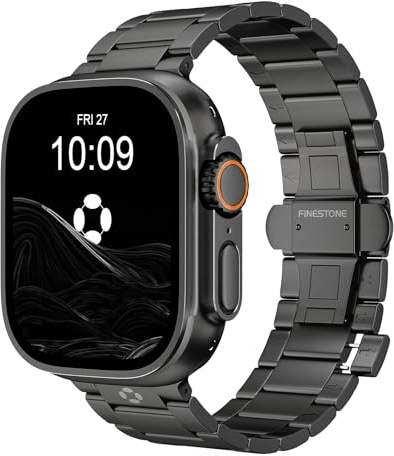 CRNS03-PRO Titan Armband für Apple Watch Ultra 3/2/1 49 mm & Series 11/10 46 mm,Leichtes Grad 5 Titan Apple Watch Ultra Armband mit Butterfly,werkzeugfreier & kratzfester,Breite 22 mm,Schwarz