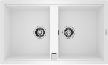 Teka Fregadero Tegranite Dos Cubetas con Válvula Canasta y Sifón, Serie Nova, Profundidad 200 Mm, Mueble 60 Cm, Modelo Nova 90 B-TG 2B
