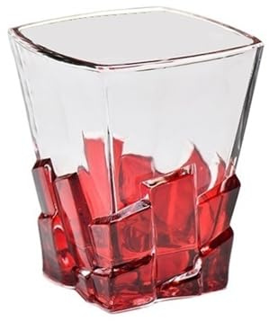 GEK208130 Moderno Vasos de whisky colores 8.5 oz, vasos fondo cuadrado pintados a mano Fiestas(Red)
