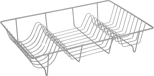 AJ Stainless Chrome Steel Dish Drainer Rack – Kitchen Dish Drying Rack with 18 Slots Anti-Rust Wire Dish Rack for Kitchen Countertop L48.5 x W30 x H10cm