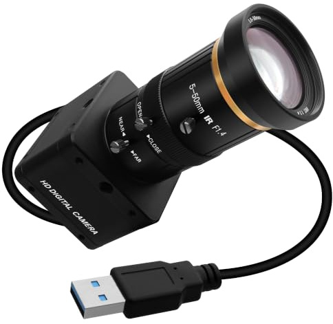 Svpro USB 3.0 Global Shutter Camera, 1200P 120fps, 720P 200fps High-Speed Camera with Manual 5-50mm Lens, 10x Optical Zoom, Plug-and-Play UVC Webcam for Computer and Laptop