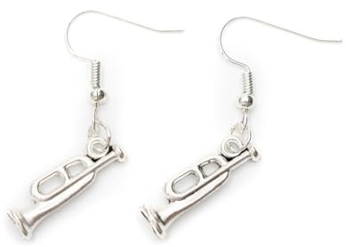 Miniblings Trompeten Trompeter Ohrringe silber versilbert | In Berlin von Hand montierter Ohrschmuck, mit Band und Musik