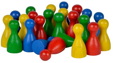 Noris 606154362 – 24 färgglad halmakegel av trä i blister, 16 mm, röd, gul, blå, grön