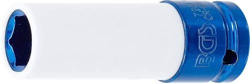 BGS 7201 | Kraft-Schoneinsatz | 12,5 mm (1/2) | SW 17 mm | mit Kunststoffhülse | für Hand- / Schlagschrauber | CR-MO Stahl