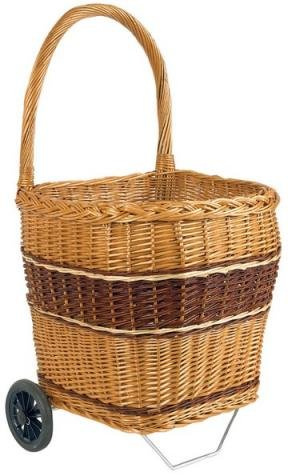 Paniers du monde Chariot à buches en osier bicolorenfond bois anti poussière PRO1330