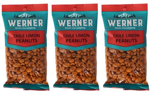 Werner Chile Limon Peanuts - 7 Oz. Bag (Pack of 3) - Spicy Peanuts with Chili and Lime