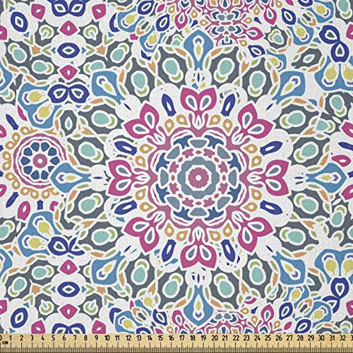 ABAKUHAUS Ethnisch Stoff als Meterware, Östlicher Heiliger Mandala, Microfaser Multi Zweck Dekostoff für Kunsthandwerke, 3M (230x300cm), Mehrfarbig