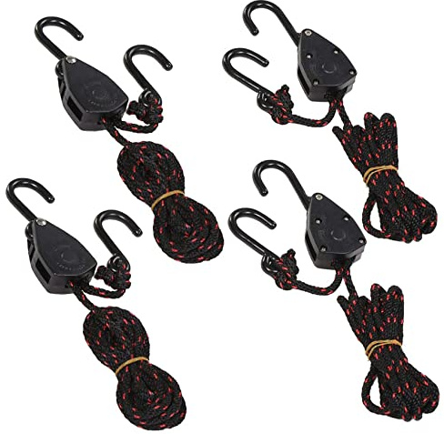 Acronde 4PCS 1/8 8Ft Adjustable Heavy Duty Rope Hanger Ratchet Kayak and Canoe Bow and Stern Tie Downs Straps (8Ft)